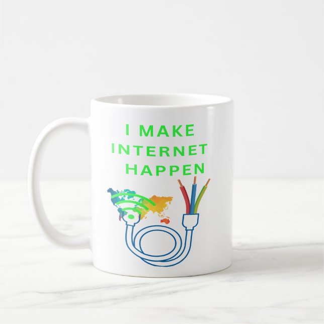 Jag får internet att hända - Mugg för fiberteknike (Vänster)