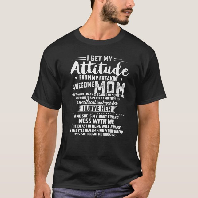 Jag får min attityd från min Freaking Fantastisk M T Shirt (Framsida)