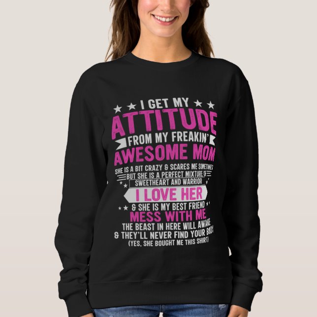Jag Får Min Attityd Från Min Supercool Mam mamma M T Shirt (Framsida)