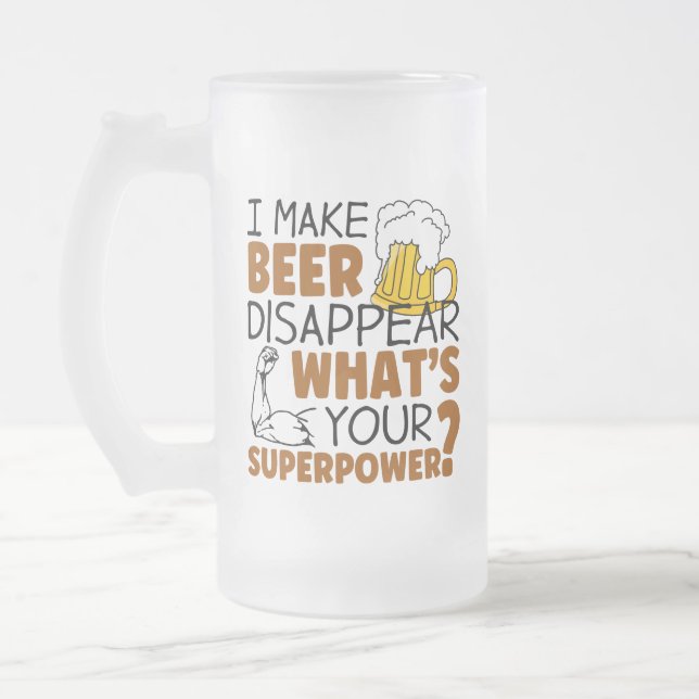 Jag får öl att försvinna frostat ölglas (Vänster)