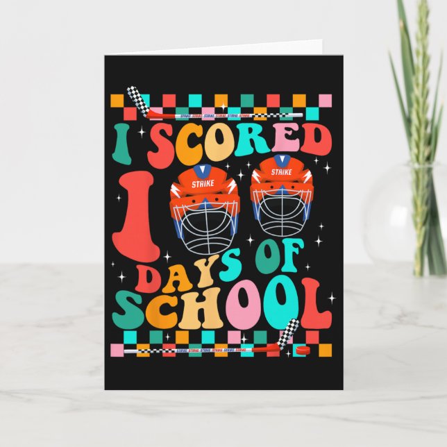 Jag Fick 100 Dagar Av Skol Hockey Barn Student Lär Kort (Framsida)