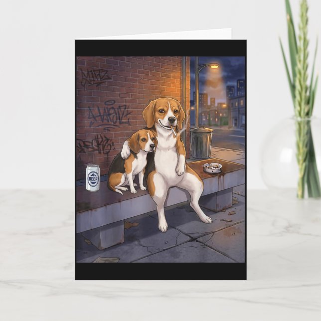 Jag Fick Den Hunden I Mig Rolig Beagle Dricker Öl  Kort (Framsida)