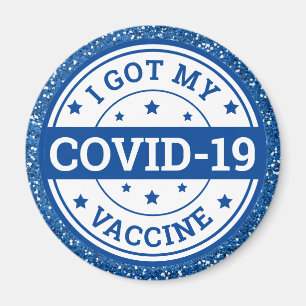 Jag Fick Mitt Covid-19 Vaccin Blått Glitter Magnet