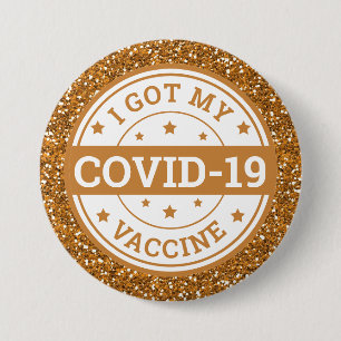 Jag Fick Mitt Covid-19-Vaccin Guldglitter Knapp