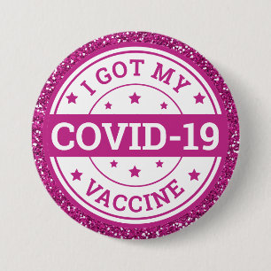 Jag Fick Mitt Covid-19 Vaccin Rosa Glitter Knapp