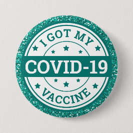 Jag Fick Mitt Covid-19-Vaccin Teal Glitter Knapp