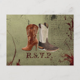 Jag fick westerna cowboystövlar bröllop inbjudan vykort