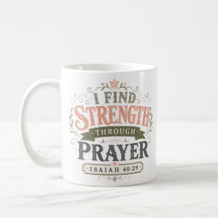 Jag finner styrka genom bön Kristet citat Kaffemugg