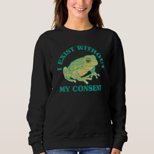Jag finns utan mitt samtycke från Frog Surreal Mem T Shirt (Framsida)