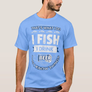Jag fiskar dricksöl och känner Sak Funny Fishing V T Shirt