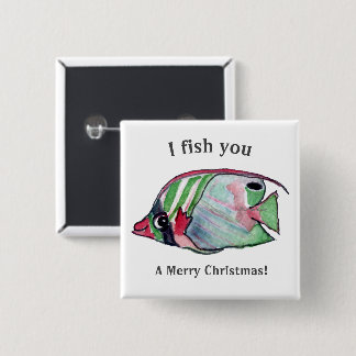 Jag fiskar en God jul fjärilfisk Knapp