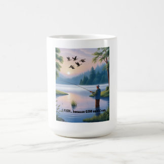 Jag fiskar för att Gud sa att jag kan - Manar Fish Kaffemugg