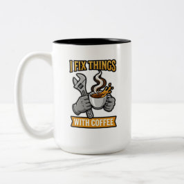 Jag Fixar Saker Med Kaffe Mekaniker Present Två-Tonad Mugg
