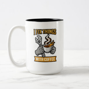 Jag Fixar Saker Med Kaffe Mekaniker Present Två-Tonad Mugg
