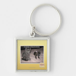 Jag fixar valpen fyrkantig silverfärgad nyckelring