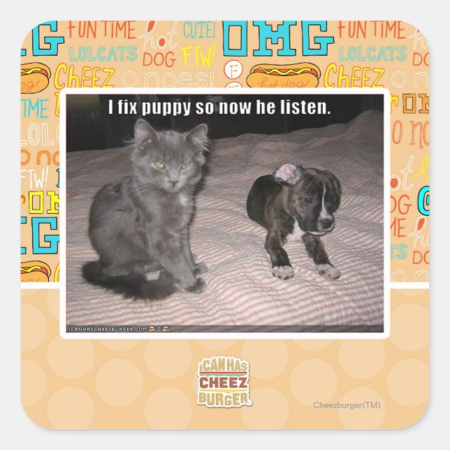 Jag fixar valpen fyrkantigt klistermärke (Framsida)