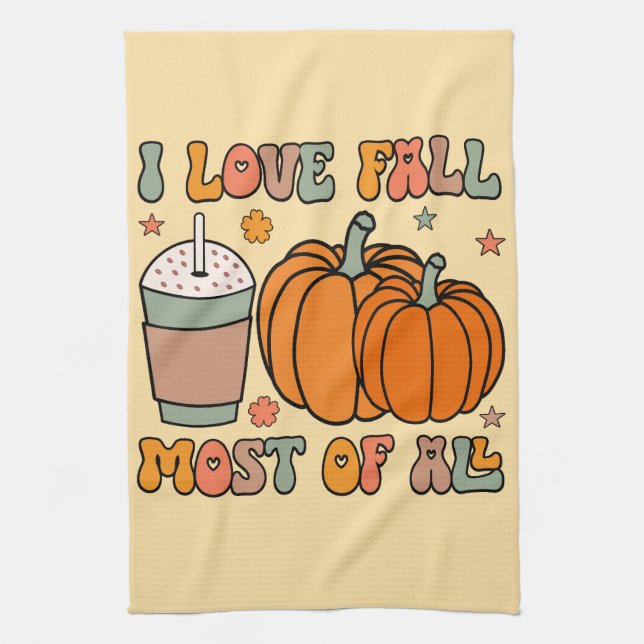 Jag flödar mest av allt i Kärlek - höstpumpen Kökshandduk (Vertikal)