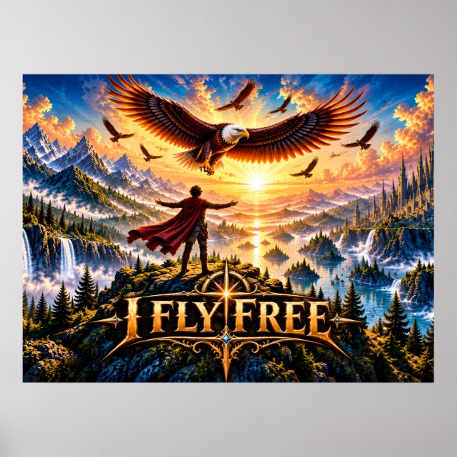 Jag Flyger Fri Episk Fantasy Örn Poster (Framsidan)