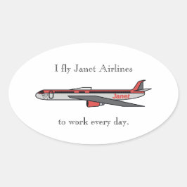 Jag flyger Janet Airlines Ovalt Klistermärke