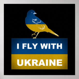 Jag flyger med Ukraina, National Nightingale Bird Poster