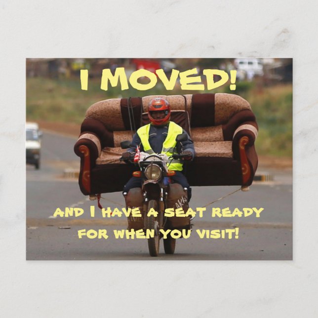 Jag flyttade adressändringskort meddelande vykort (Framsida)