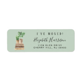 Jag Flyttat Boho Plants Sage Returadress Etikett