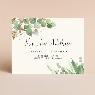 Jag Flyttat Eucalyptus Flytta av vattenfärgen Meddelande Vykort