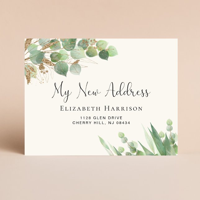 Jag Flyttat Eucalyptus Flytta av vattenfärgen Meddelande Vykort (Skapare uppladdad)