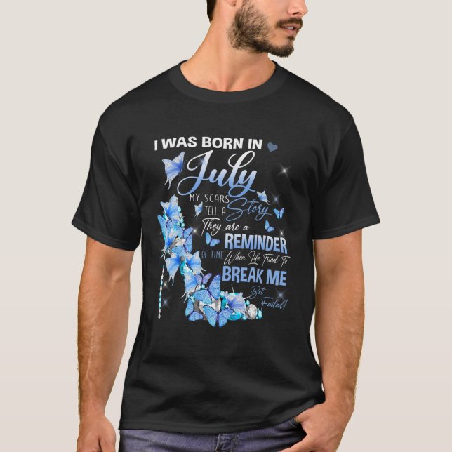 Jag föddes i juli. Mina bilar sa en historia T Shirt (Framsida)