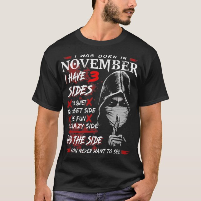 Jag föddes i november t shirt (Framsida)