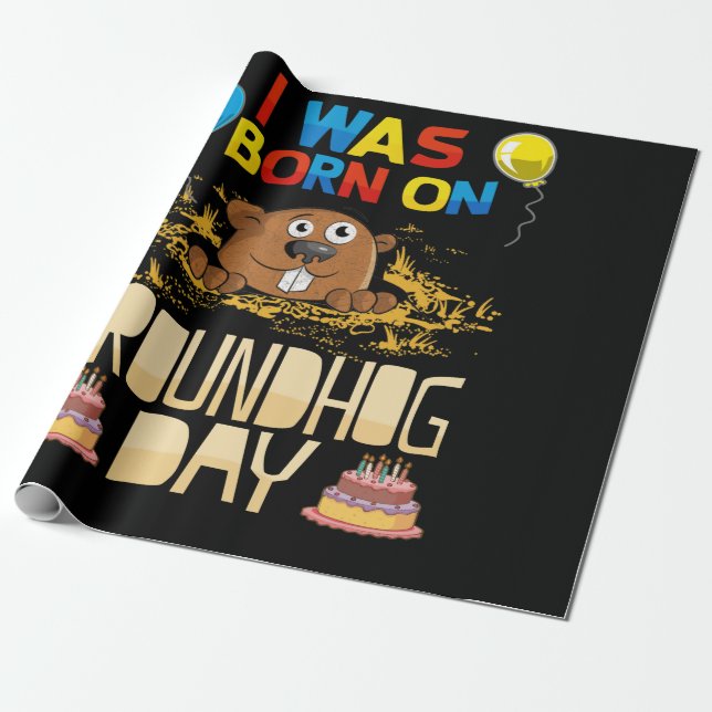 Jag föddes på Groundhog Day - Groundhog Birthday Presentpapper (Utrullad)