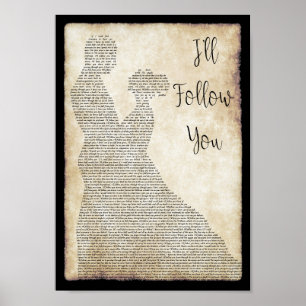 Jag följer dig Dam som dansar Sång Lyric Print Poster