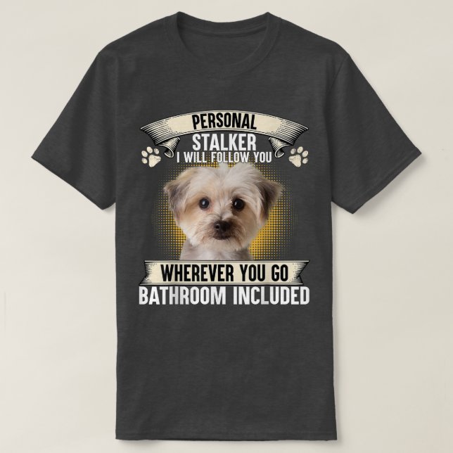 Jag följer dig Morkie Älskare T Shirt (Design framsida)