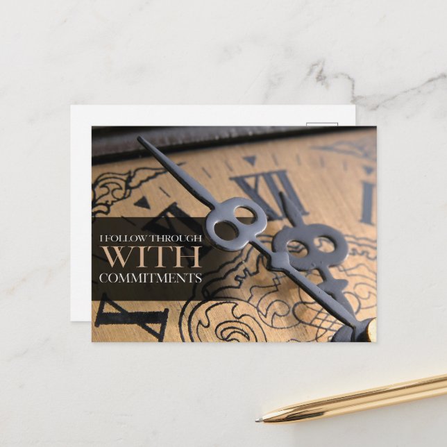 "Jag följer igenom" Motiveringsbekräftelse Vykort (Fram/Back In Situ)