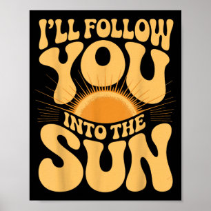 Jag följer in i solen sommar retro 90-tal grafik poster