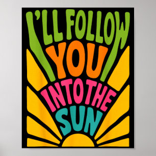 Jag följer in i solen sommar retro 90-tal grafik poster