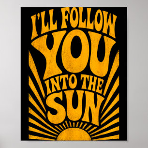 Jag följer in i solen sommar retro 90-tal grafik poster