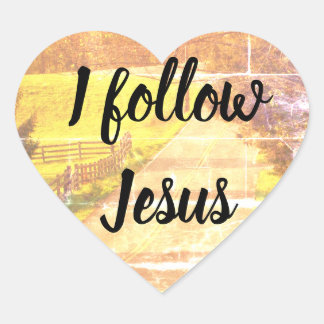 Jag följer Jesus Christian Heart Stickers Hjärtformat Klistermärke