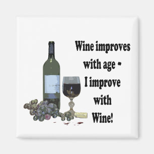 Jag förbättrar med vin, humoristisk vinmagnet magnet