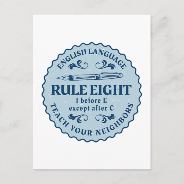 Jag före E utom efter C Rule Funny Vykort (Framsida)