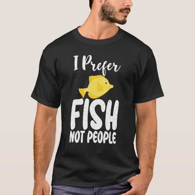 Jag föredrar fisk inte människor rolig fiskägare t shirt (Framsida)