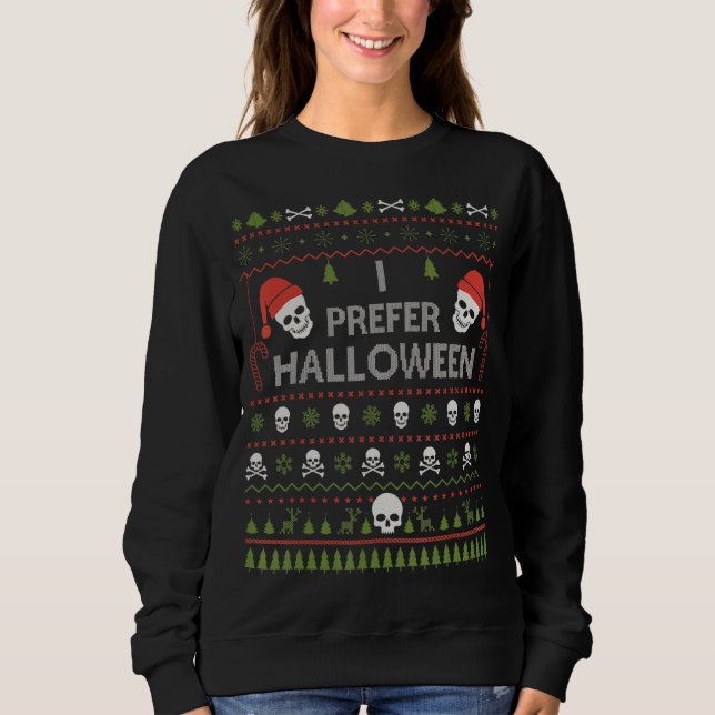 Jag föredrar Halloween-julsötare, underbart ugly X T Shirt (Framsida)