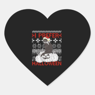 Jag föredrar Halloween-sjukt julsvart Cat Sweat Hjärtformat Klistermärke