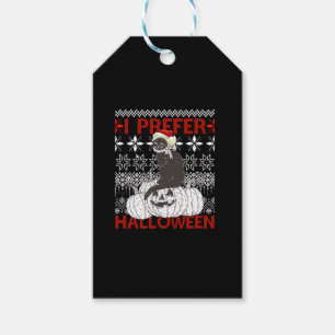 Jag föredrar Halloween-sjukt julsvart Cat Sweat Presentetikett
