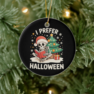 Jag föredrar Halloween skelett läsebok jul Julgransprydnad Keramik