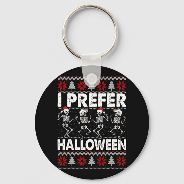 Jag föredrar Halloween Ugly jul Sweater Dancing Nyckelring (Framsida)