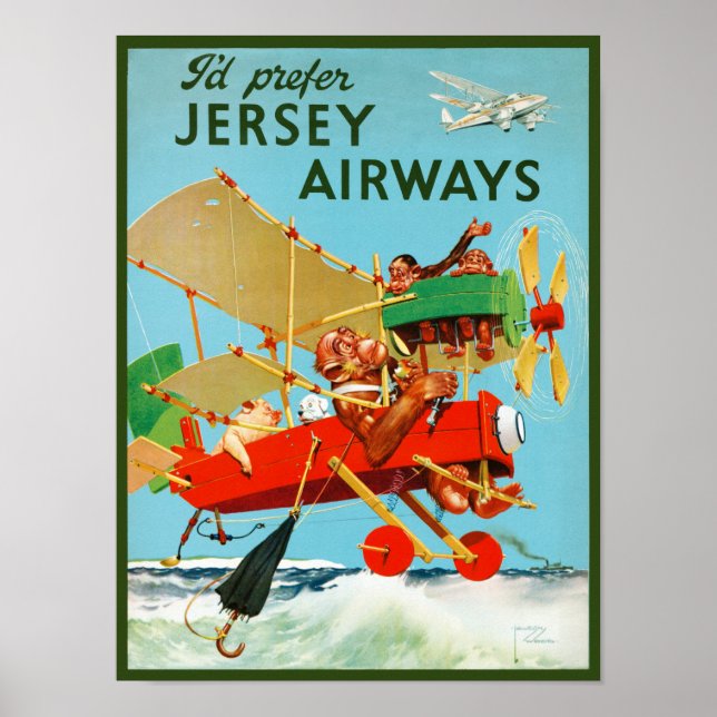 Jag föredrar Jersey Airways Vintage affisch 1937 (Framsidan)