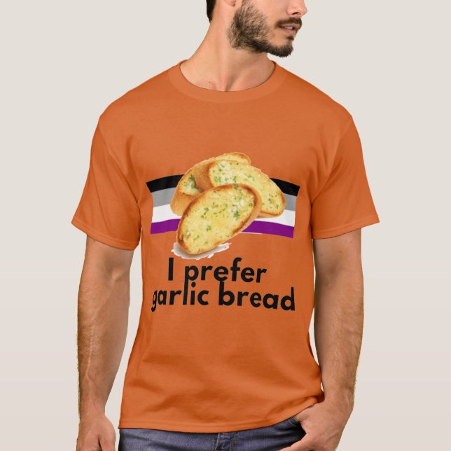 Jag föredrar vitlöksbröd Aseual Pride retro T Shirt (Framsida)