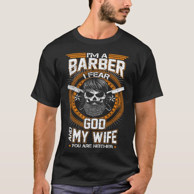 Jag förmiddagen en barberare, mig fruktar guden t-shirt (Framsida)