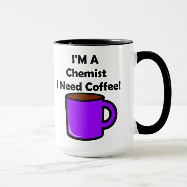 Jag förmiddagen en kemist, mig behöver kaffe! mugg (Höger)